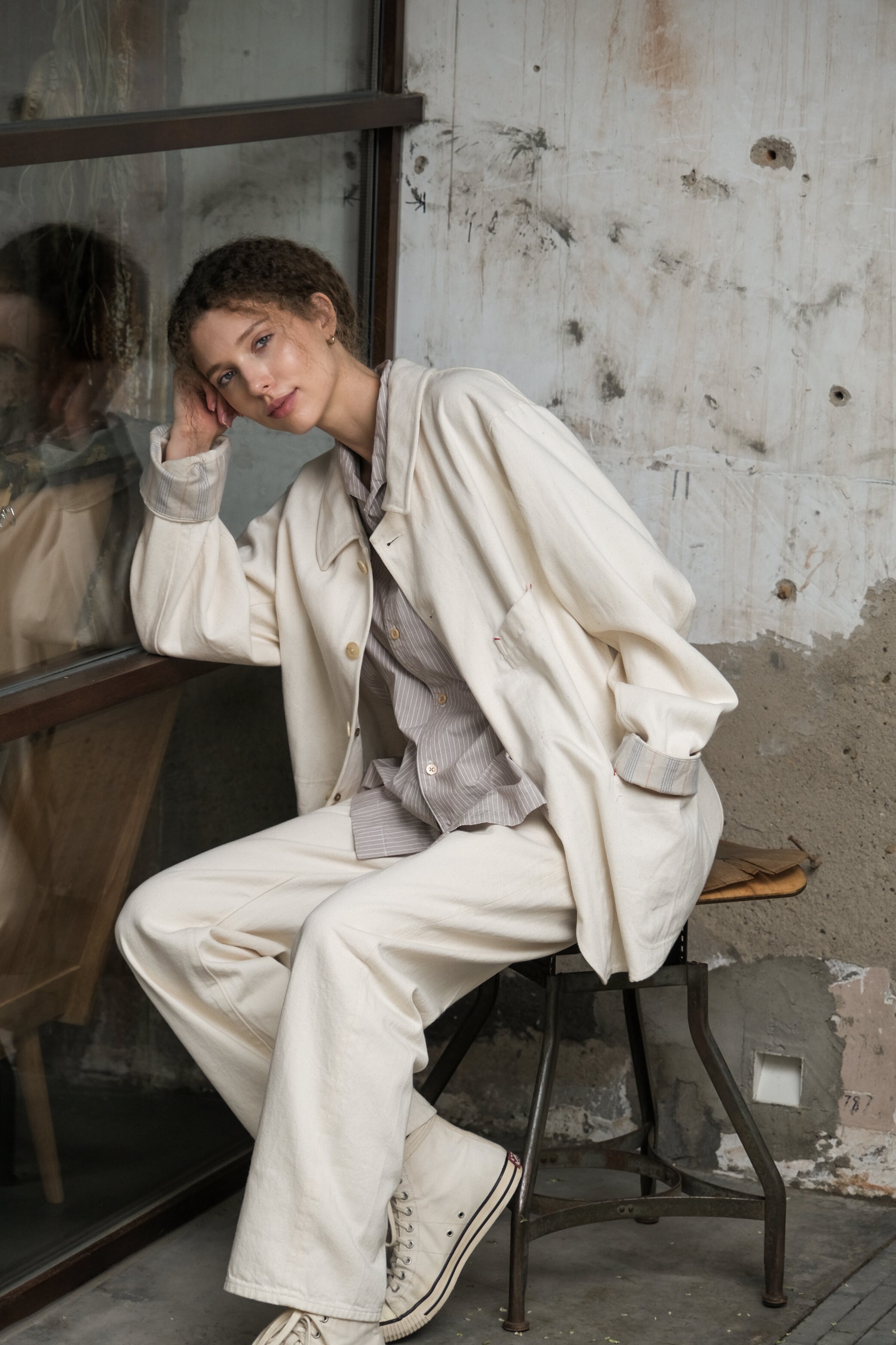 WHITE DENIM FR VACATION COAT