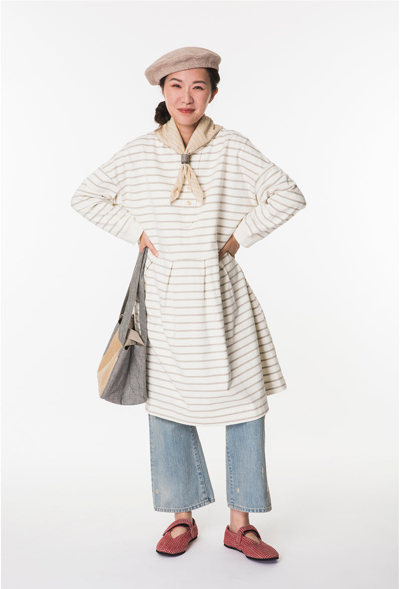 KNIT MARIAN HENLEY DRESS L